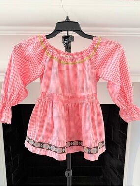 Matilda Jane Pink Peasant Top with Trim- Girls Size 4